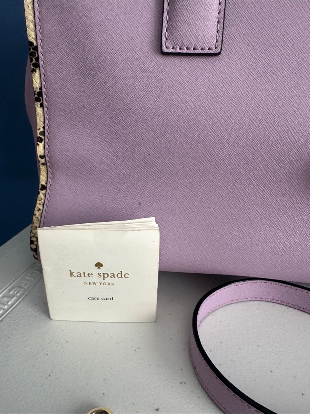 kate spade Lilac Satchel with Yellow Snake-Accent Trim - Picture 3 of 16